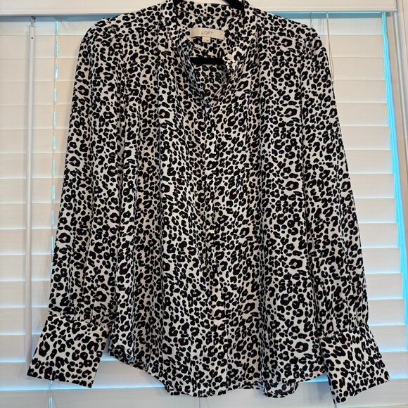 Loft Pink, Black, & White Cheetah Long Sleeve Blouse (Size: S) - Picture 1 of 4